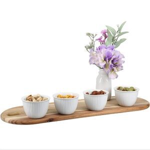 🔺️Cordon Bleu White Stoneware Miniature Ribbed Bowl Set of 4